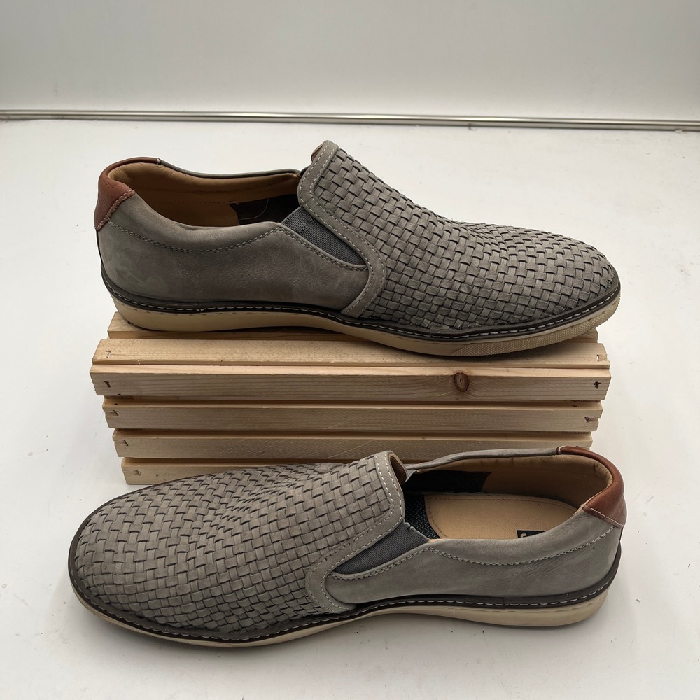 Johnston & Murphy Shoes McGuffey Woven Slip-On Gray Leather Mens 11.5 M
